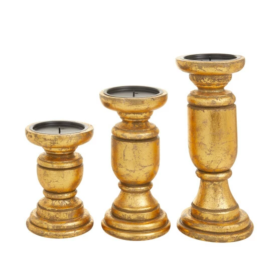 Best reviews of 💯 Studio 350 Wood Traditional Candle Holders 10 X 4 X 4 (Set Of 3) - S/3 10", 8", 6"H Gold 💯 - Image 7