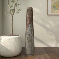 Wholesale ⭐ Studio 350 Burnished Iridescent Snakeskin Ceramic Contemporary Floor Vase 36 X 8 X 8 - 8 X 8 X 36 ⭐