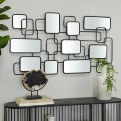 Promo 🤩 Studio 350 Black Metal Modern Wall Mirror 🌟