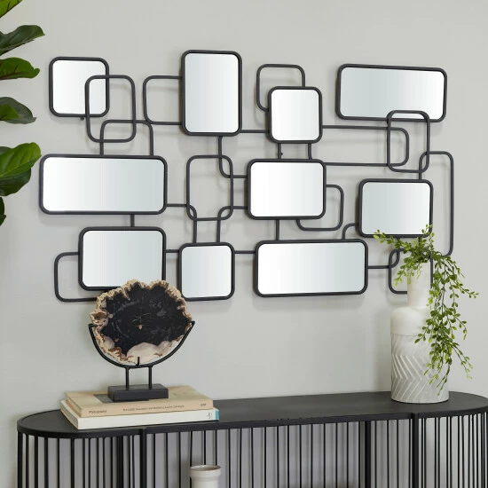 Promo 🤩 Studio 350 Black Metal Modern Wall Mirror 🌟