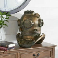 Outlet ⌛ Studio 350 Gold Polystone Coastal Helmet 16 X 13 X 15 - 13 X 15 X 16 🌟