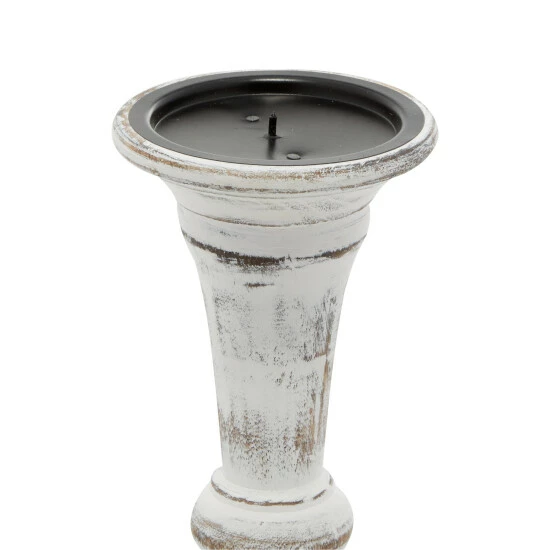 Outlet 🤩 Studio 350 White Wood Country Cottage Candle Holder (Set Of 3) - S/3 6", 8", 10"H 💯 - Image 4