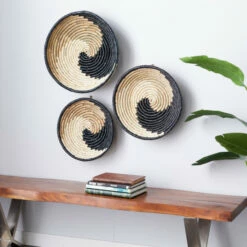 Best Sale ⭐ Studio 350 Black Wood Bohemian Wall Decor (Set Of 3) - 20 X 5 X 20 😍