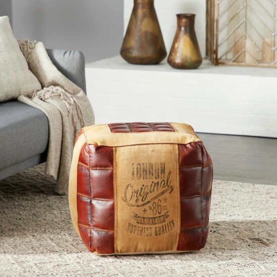 Deals ๐งจ Studio 350 Rustic Canvas Pouf 17 X 20 - 20 X 20 X 17 ๐