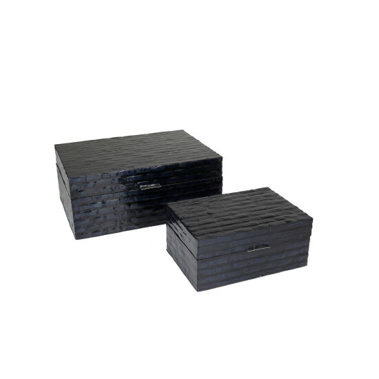 Hot Sale 👍 Studio 350 Shell Contemporary Box (Set Of 2) - S/2 12", 8"W Balck/white 🛒 - Image 3