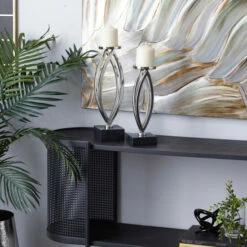 Best Pirce ❤️ Studio 350 Stainless Steel Contemporary Candle Holder (Set Of 2) Gold 🎉