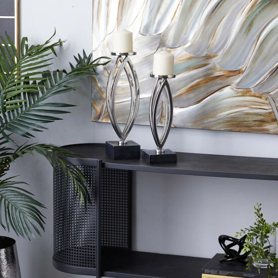 Best Pirce ❤️ Studio 350 Stainless Steel Contemporary Candle Holder (Set Of 2) Gold 🎉