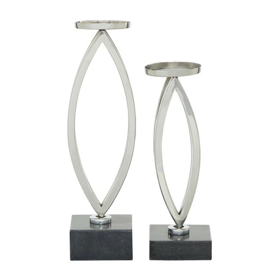 Best Pirce ❤️ Studio 350 Stainless Steel Contemporary Candle Holder (Set Of 2) Gold 🎉 - Image 3