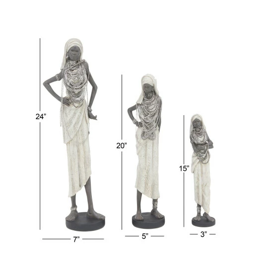 Cheap ✨ Studio 350 White Polystone Eclectic Sculpture People (Set Of 3) - S/3 15", 20", 24"H 👍 - Image 8