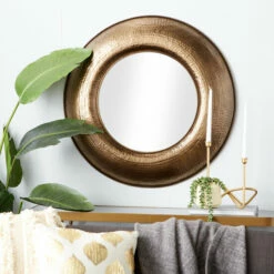 Discount ๐คฉ Studio 350 Bronze Iron Modern Wall Mirror 32 X 32 X 3 - 32 X 3 X 32Round ๐งจ
