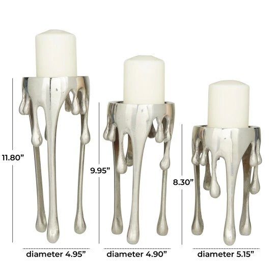 Brand new 💯 Studio 350 Melting Dripping Wax Metal Contemporary Candle Holders - S/3 12", 10", 8"H Silver 👍 - Image 5