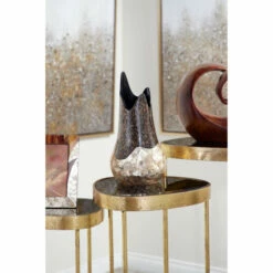 Budget 🤩 Studio 350 Large 7" X 13.5" Resin Vase W/ Gold Capiz Shell & Vervain Inlay 🔔