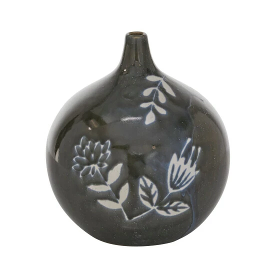 Deals ❤️ Studio 350 Black Ceramic Modern Vase 10 X 9 X 9 - 9 X 9 X 10Round ❤️ - Image 2