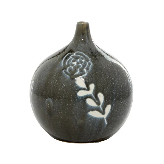 Deals ❤️ Studio 350 Black Ceramic Modern Vase 10 X 9 X 9 - 9 X 9 X 10Round ❤️ - Image 3