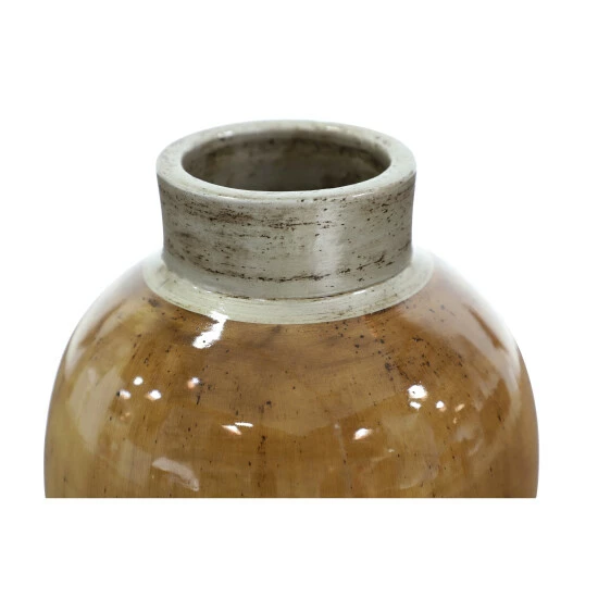 Cheap 👏 Studio 350 Handmade Tall Round Ceramic Floor Vase With Glossy Brown And Beige Finish 9" X 16" 😍 - Image 4