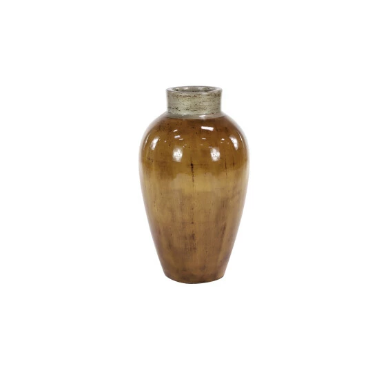 Cheap 👏 Studio 350 Handmade Tall Round Ceramic Floor Vase With Glossy Brown And Beige Finish 9" X 16" 😍 - Image 6