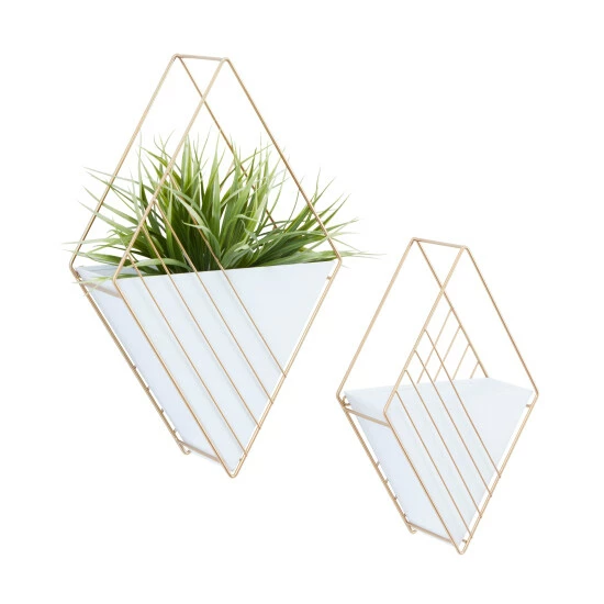 Best Pirce ๐ Studio 350 White Metal Contemporary Planter (Set Of 2) - S/2 17", 14"H ๐ - Image 2