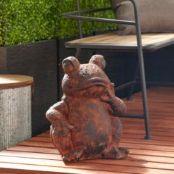 New 🛒 Studio 350 Rust Magnesium Oxide Rustic Garden Sculpture Frogs 16 X 13 X 10 💯