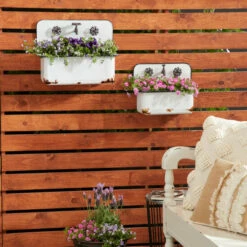 Promo ✔️ Studio 350 White Iron Farmhouse Planter (Set Of 2) - 17 X 10 X 13 ⌛