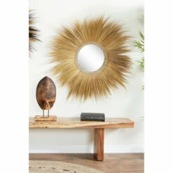 Deals 😉 Studio 350 Dried Plant Material Bohemian Wall Mirror 45 X 45 X 2 - 45 X 2 X 45Round Brown 🤩