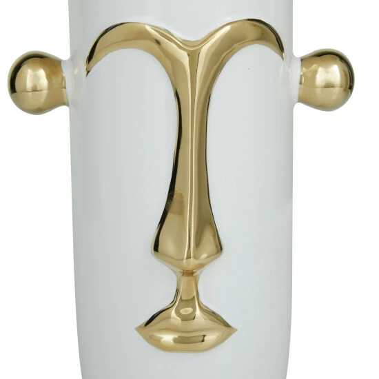 New ❤️ Studio 350 White Or Black With Gold Accent Modern Abstract Face Vases (Set Of 2) Black/gold ✨ - Image 4