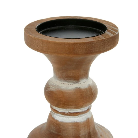 Cheapest 🌟 Studio 350 Wood Farmhouse Candle Holder (Set Of 3) - S/3 4", 6", 8"H Brown 💯 - Image 5