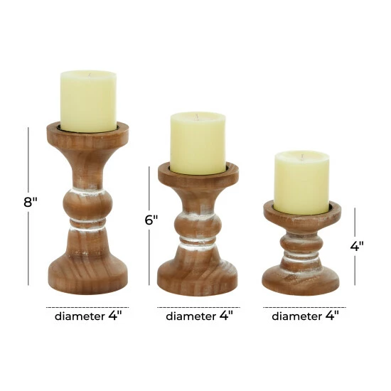 Cheapest 🌟 Studio 350 Wood Farmhouse Candle Holder (Set Of 3) - S/3 4", 6", 8"H Brown 💯 - Image 7