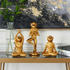 Best reviews of ⌛ Studio 350 Gold Polystone Eclectic Sculpture Monkey (Set Of 3) - S/3 6.75", 9", 11.25"H 🧨
