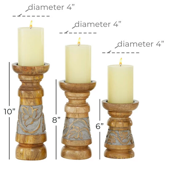 Coupon 😀 Studio 350 Bronze Wood Country Cottage Candle Holder (Set Of 3) - 4 X 4 X 10 🤩 - Image 5