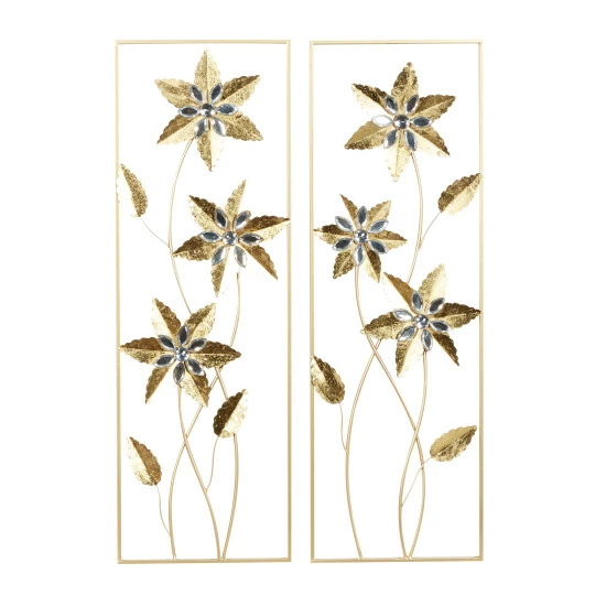 Buy ๐ Studio 350 Gold Iron Contemporary Wall Decor (Set Of 2) - 12 X 2 X 36 ๐คฉ - Image 2