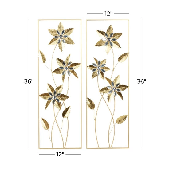 Buy ๐ Studio 350 Gold Iron Contemporary Wall Decor (Set Of 2) - 12 X 2 X 36 ๐คฉ - Image 5