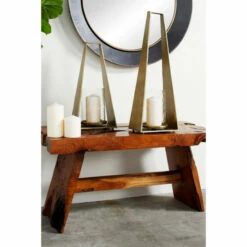 Budget 🔥 Studio 350 8" X 24" Large Gold Candle Holder With Hurricane Glass - 9 X 5 X 24 ❤️