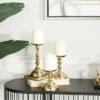 Flash Sale 🎉 Studio 350 Gold Or Silver Aluminum Traditional Candle Holder (Set Of 3) - S/3 8", 6", 5"H 👍