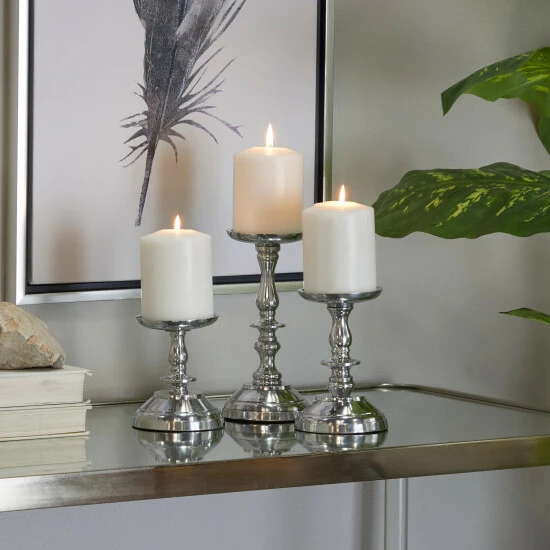 Flash Sale 🎉 Studio 350 Gold Or Silver Aluminum Traditional Candle Holder (Set Of 3) - S/3 8", 6", 5"H 👍 - Image 8