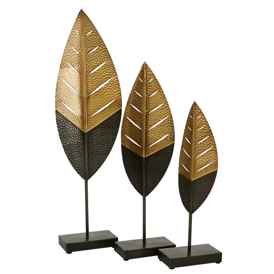 New 🎁 Studio 350 Gold Iron Contemporary Sculpture Nature (Set Of 3) - S/3 17", 19", 26"H ❤️ - Image 2
