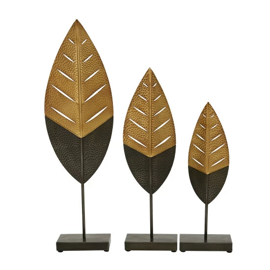 New 🎁 Studio 350 Gold Iron Contemporary Sculpture Nature (Set Of 3) - S/3 17", 19", 26"H ❤️ - Image 3