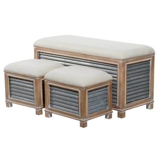 Brand new 😉 Studio 350 Brown Wood Farmhouse Storage Bench 20 X 38 X 16 - 38 X 16 X 20 ✔️ - Image 4