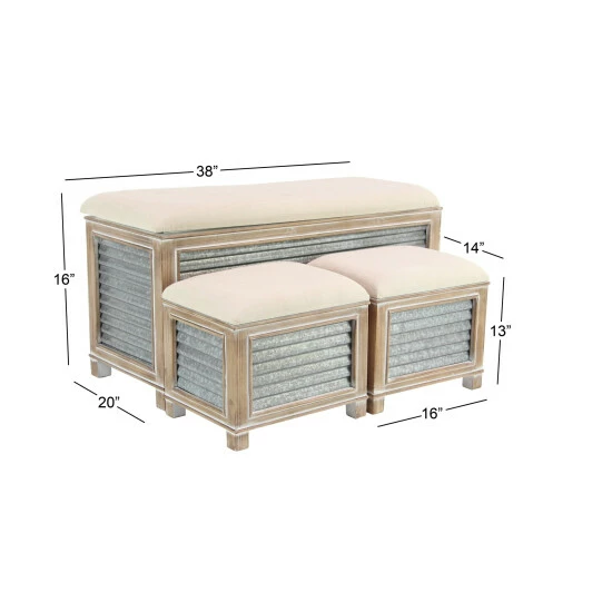 Brand new 😉 Studio 350 Brown Wood Farmhouse Storage Bench 20 X 38 X 16 - 38 X 16 X 20 ✔️ - Image 8