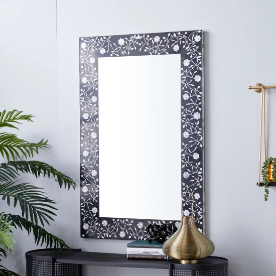 Wholesale 🥰 Studio 350 Black MDF Contemporary Wall Mirror 47 X 30 X 1 - 30 X 1 X 47 ✔️