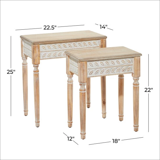 Cheap 🤩 Studio 350 Brown MDF Farmhouse Accent Table (Set Of 2) - 22 X 14 X 25 🎉 - Image 5