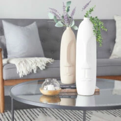 Flash Sale 👏 Studio 350 Beige Stoneware Contemporary Vase (Set Of 2) 🌟