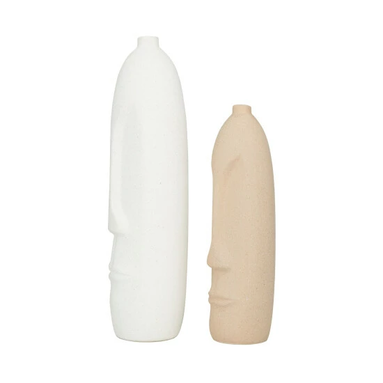 Flash Sale 👏 Studio 350 Beige Stoneware Contemporary Vase (Set Of 2) 🌟 - Image 3
