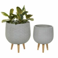 Flash Sale 👏 Studio 350 Ceramic Contemporary Planter (Set Of 2) - 15 X 15 X 15Round Light Grey 🥰