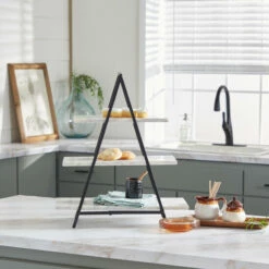 Coupon ✨ Studio 350 White Marble Contemporary Tiered Server 23 X 20 X 9 - 20 X 9 X 23 🥰