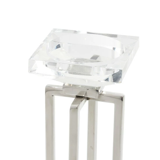 New โ Studio 350 Silver Stainless Steel Glam Candle Holder (Set Of 2) - 4 X 4 X 13 ๐ - Image 6