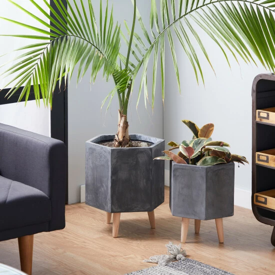 Top 10 💯 Studio 350 White Grey Or Dark Grey Ceramic Boho Modern Planter Pot (Set Of 2) - S/2 15", 17"H ✔️ - Image 6