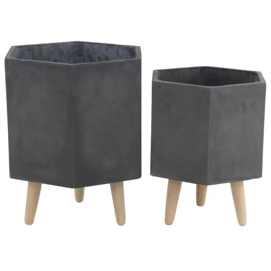 Top 10 💯 Studio 350 White Grey Or Dark Grey Ceramic Boho Modern Planter Pot (Set Of 2) - S/2 15", 17"H ✔️ - Image 7