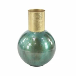 Buy ✔️ Studio 350 Turquoise Metal Modern Vase 17" X 11" X 11" Green 👏