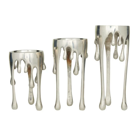Brand new 💯 Studio 350 Melting Dripping Wax Metal Contemporary Candle Holders - S/3 12", 10", 8"H Silver 👍 - Image 6