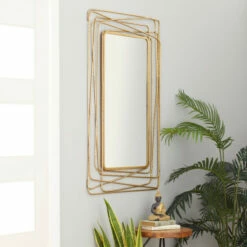 Budget 😀 Studio 350 Gold Metal Contemporary Wall Mirror 47 X 31 X 1 - 31 X 1 X 47 🎉